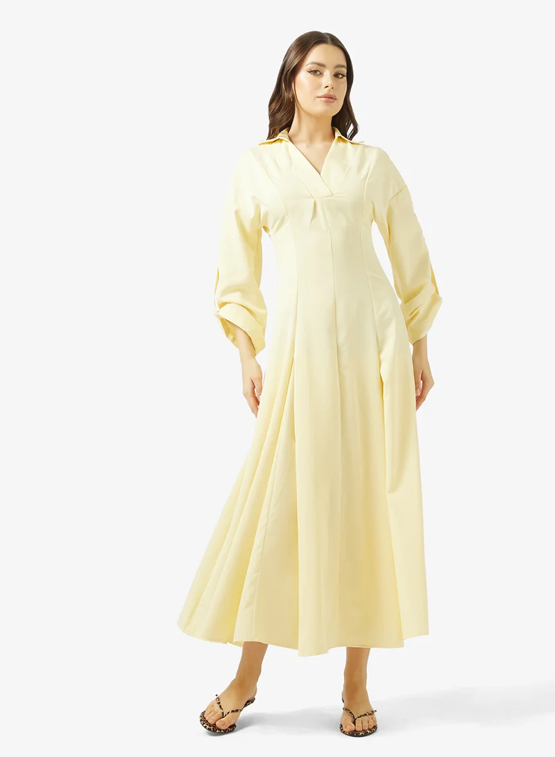 جينجر Collared A Line Maxi Dress